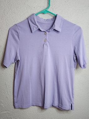 Lilac Short-Sleeve Polo Top - Women